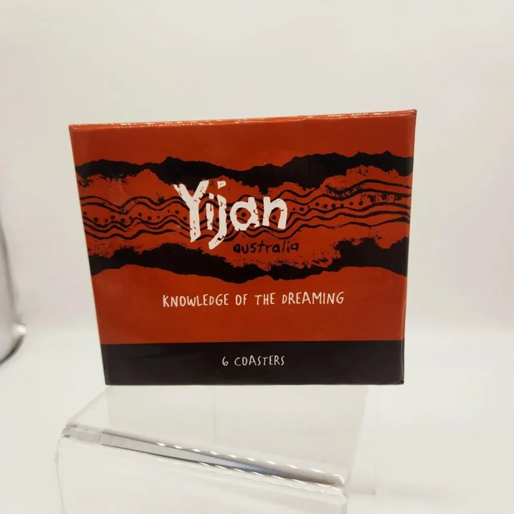 Yijan Aboriginal Art Australia Set of 6 Coasters Fire & Water Dreaming Folk Art